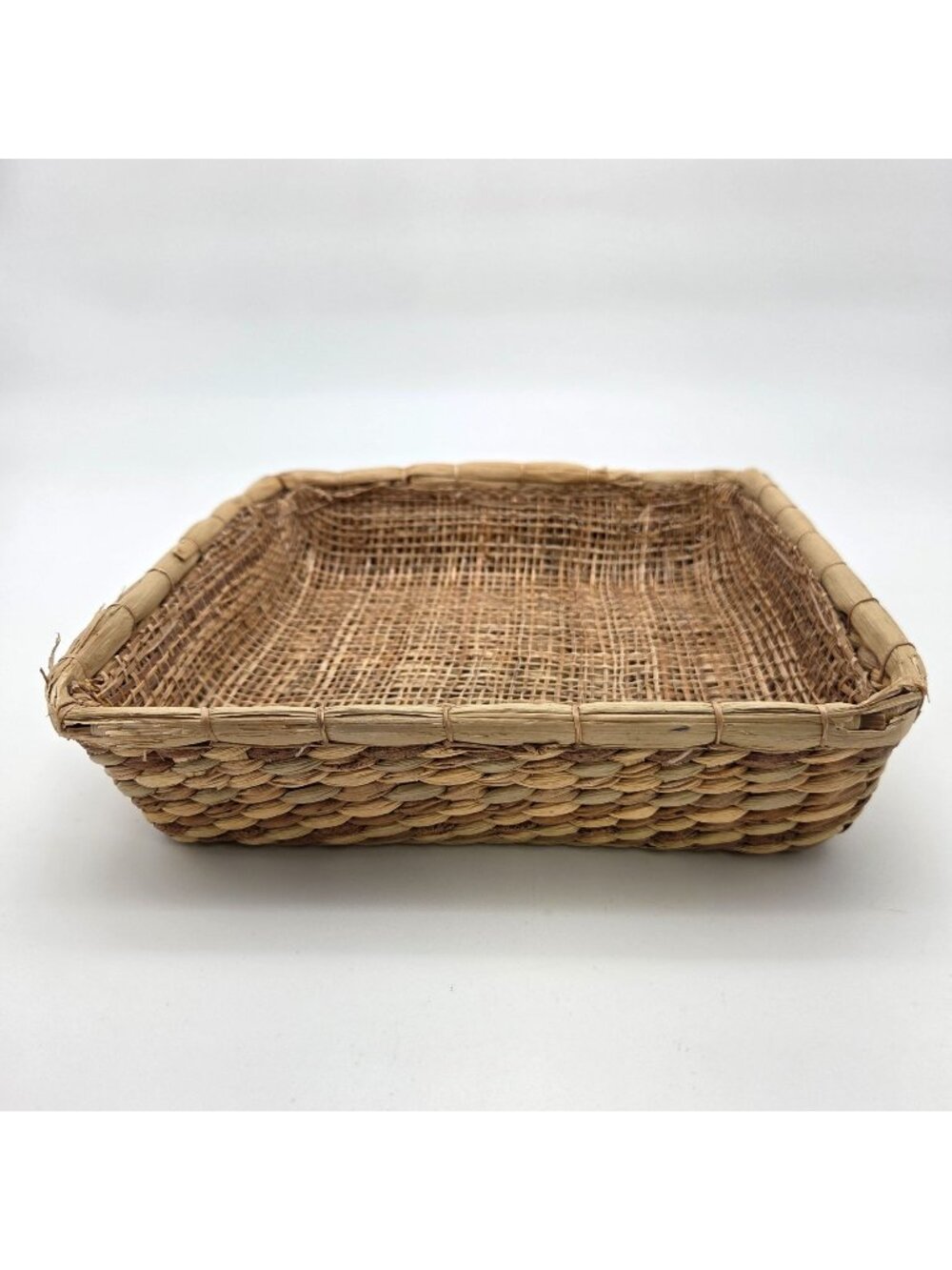Vintage Wicker & Rattan Woven Square Basket